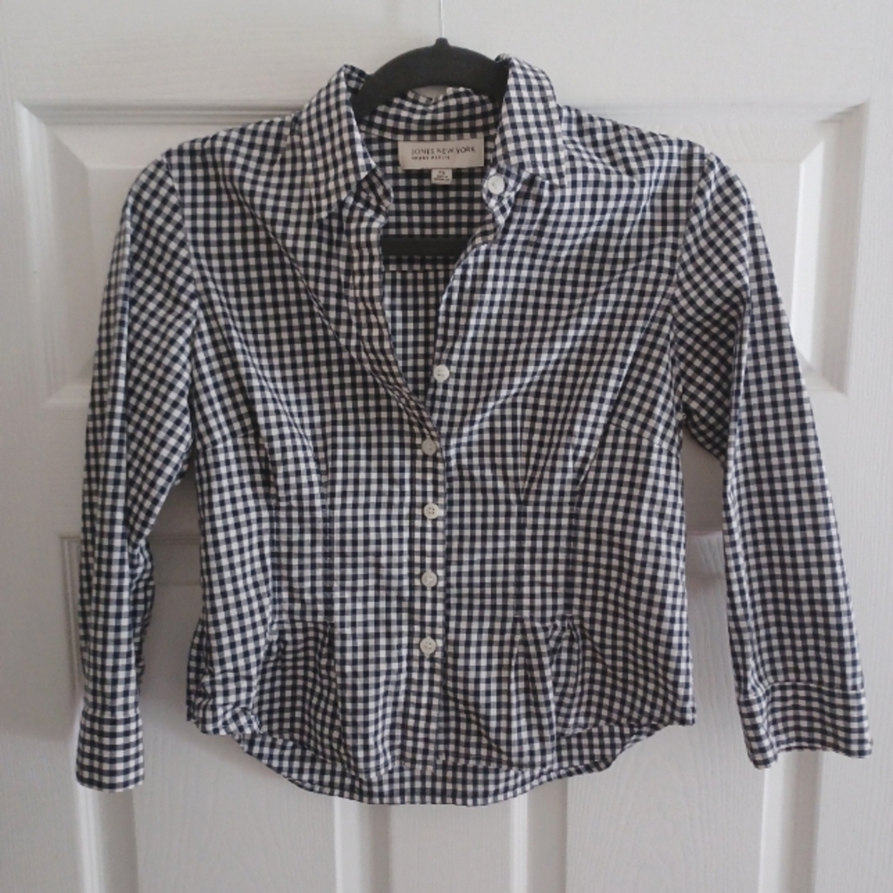 Jones New York Petite Collared Long Sleeve Top